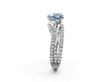 White gold Fancy Blue Heart  Solitaire Twist Band with Pavé Setting and Four-Prong Setting_116