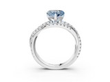 White gold Fancy Blue Heart  Solitaire Twist Band with Pavé Setting and Four-Prong Setting_117