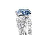 White gold Fancy Blue Heart  Solitaire Twist Band with Pavé Setting and Four-Prong Setting_119