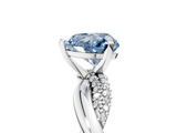 White gold Fancy Blue Heart  Solitaire Twist Band with Pave Prong Setting_47