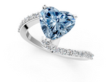 White gold Fancy Blue Heart  Solitaire Twist Band with Pave Set Diamonds and Four-Prong Setting_92