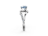 White gold Fancy Blue Heart  Solitaire Twist Band with Pave Set Diamonds and Four-Prong Setting_93