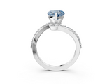 White gold Fancy Blue Heart  Solitaire Twist Band with Pave Set Diamonds and Four-Prong Setting_94