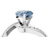 White gold Fancy Blue Heart  Solitaire Twist Band with Pave Set Diamonds and Four-Prong Setting_95