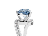 White gold Fancy Blue Heart  Solitaire Twist Band with Pave Set Diamonds and Four-Prong Setting_96