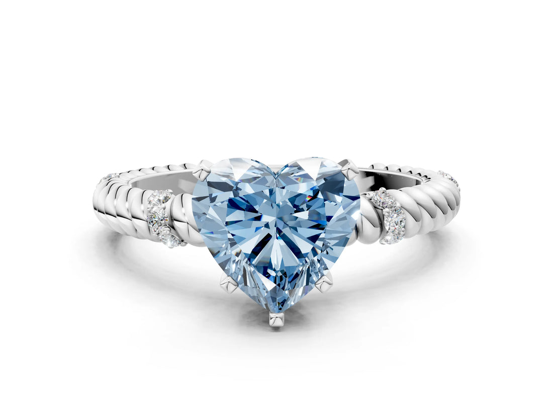 White gold Fancy Blue Heart  Solitaire Twisted Band Prong Set Engagement Ring_61