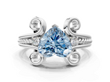White gold Fancy Blue Heart  Solitaire Twisted Band Scroll Prong Ring_3