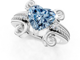White gold Fancy Blue Heart  Solitaire Twisted Band Scroll Prong Ring_4
