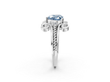 White gold Fancy Blue Heart  Solitaire Twisted Band Scroll Prong Ring_5