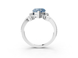 White gold Fancy Blue Heart  Solitaire Twisted Band Scroll Prong Ring_6
