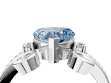 White gold Fancy Blue Heart  Solitaire Twisted Band Scroll Prong Ring_7