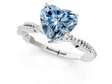 White gold Fancy Blue Heart  Solitaire Twisted Band with Bead Prong Setting_291