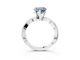 White gold Fancy Blue Heart  Solitaire Twisted Band with Bead Prong Setting_293