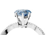 White gold Fancy Blue Heart  Solitaire Twisted Band with Bead Prong Setting_294