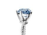 White gold Fancy Blue Heart  Solitaire Twisted Band with Bead Prong Setting_295