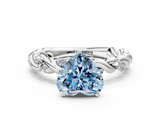 White gold Fancy Blue Heart  Solitaire Twisted Band with Pavé Accents and Four-Prong Setting_3