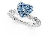 White gold Fancy Blue Heart  Solitaire Twisted Band with Pavé Accents and Four-Prong Setting_4