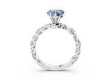 White gold Fancy Blue Heart  Solitaire Twisted Band with Pavé Accents and Four-Prong Setting_6