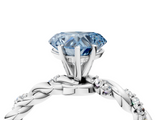 White gold Fancy Blue Heart  Solitaire Twisted Band with Pavé Accents and Four-Prong Setting_7