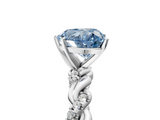 White gold Fancy Blue Heart  Solitaire Twisted Band with Pavé Accents and Four-Prong Setting_8