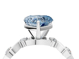 White gold Fancy Blue Heart  Solitaire Twisted Band with Prong Setting 4