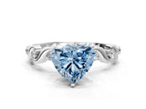 White gold Fancy Blue Heart  Solitaire Twisted Band with Prong Setting