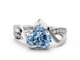 White gold Fancy Blue Heart  Solitaire Twisted Band with Prong Setting_3