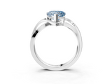 White gold Fancy Blue Heart  Solitaire Twisted Band with Prong Setting_6
