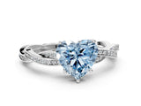 White gold Fancy Blue Heart  Solitaire Twisted Pave Diamond Ring with Four-Prong Setting_12
