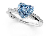 White gold Fancy Blue Heart  Solitaire Twisted Pave Diamond Ring with Four-Prong Setting_13