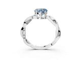 White gold Fancy Blue Heart  Solitaire Twisted Pave Diamond Ring with Four-Prong Setting_15