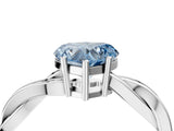 White gold Fancy Blue Heart  Solitaire Twisted Pave Diamond Ring with Four-Prong Setting_153