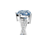 White gold Fancy Blue Heart  Solitaire Twisted Pave Diamond Ring with Four-Prong Setting_154