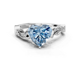 White gold Fancy Blue Heart  Solitaire Vine Band with Milgrain Prong Setting_3