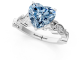 White gold Fancy Blue Heart  Solitaire Vine Band with Milgrain Prong Setting_4