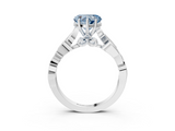 White gold Fancy Blue Heart  Solitaire Vine Band with Milgrain Prong Setting_6