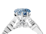White gold Fancy Blue Heart  Solitaire Vine Band with Milgrain Prong Setting_7