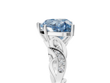 White gold Fancy Blue Heart  Solitaire Vine Band with Milgrain Prong Setting_8