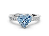 White gold Fancy Blue Heart  Solitaire with Pavé Band and Four-Prong Setting_284