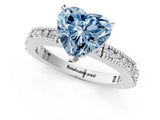 White gold Fancy Blue Heart  Solitaire with Pavé Band and Four-Prong Setting_285