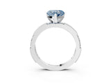 White gold Fancy Blue Heart  Solitaire with Pavé Band and Four-Prong Setting_287