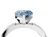 White gold Fancy Blue Heart  Solitaire with Pavé Band and Four-Prong Setting_288