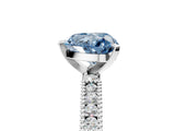 White gold Fancy Blue Heart  Solitaire with Pavé Band and Four-Prong Setting_289