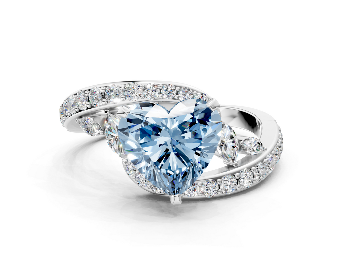 White gold Fancy Blue Heart  Solitaire with Pavé Twist Band and Four-Prong Setting_59