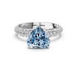 White gold Fancy Blue Heart  Solitaire with Pave Band and Four-Prong Setting_3