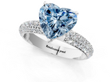 White gold Fancy Blue Heart  Solitaire with Pave Band and Four-Prong Setting_4