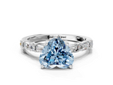 White gold Fancy Blue Heart  Solitaire with Side Baguettes and Channel Set Band_76