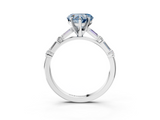 White gold Fancy Blue Heart  Solitaire with Side Baguettes and Channel Set Band_79