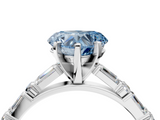 White gold Fancy Blue Heart  Solitaire with Side Baguettes and Channel Set Band_80