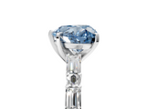 White gold Fancy Blue Heart  Solitaire with Side Baguettes and Channel Set Band_81